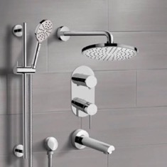 Tub and Shower Faucet Set with Handheld and Rain Shower Head